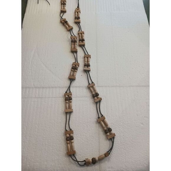 Bohemian Cottage Vibes Wooden Beaded Tie Belt - 57" - Picture 2 of 4